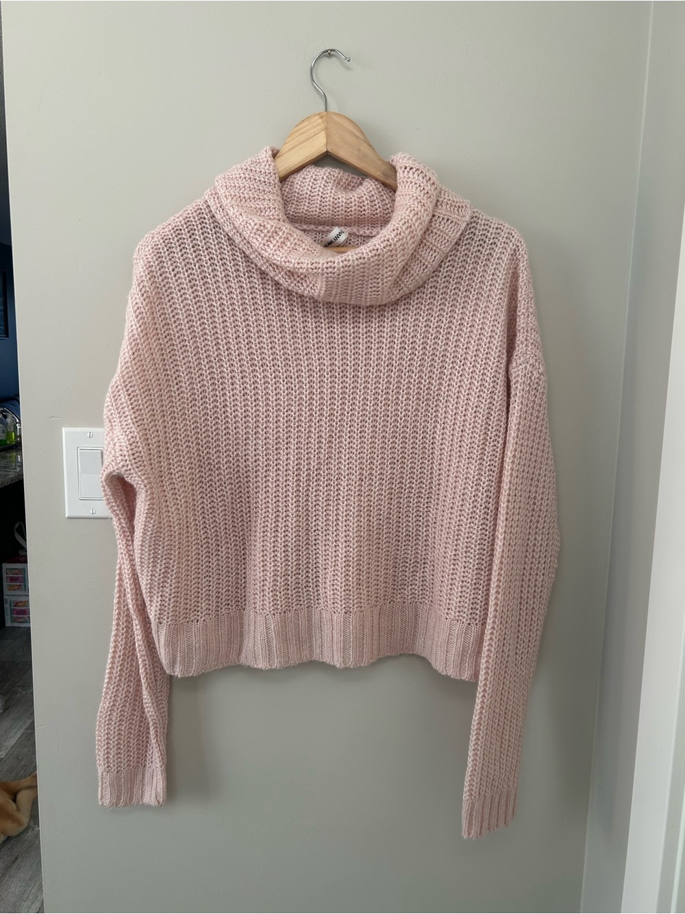 Bethany Mota Women's Pink Turtleneck Knit Sweater